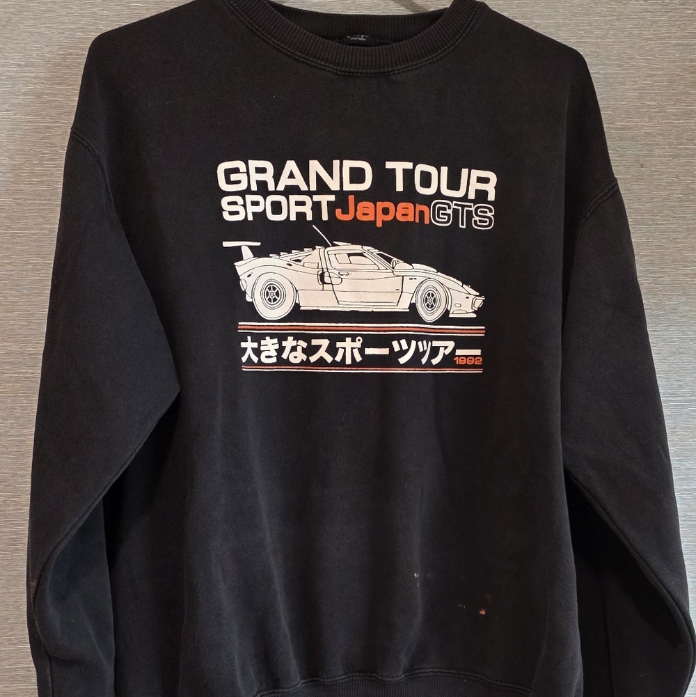 Black Graphic Crewneck Sweater